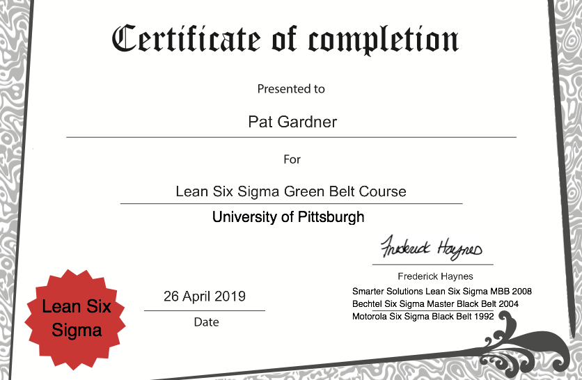 Green Belt Certificate