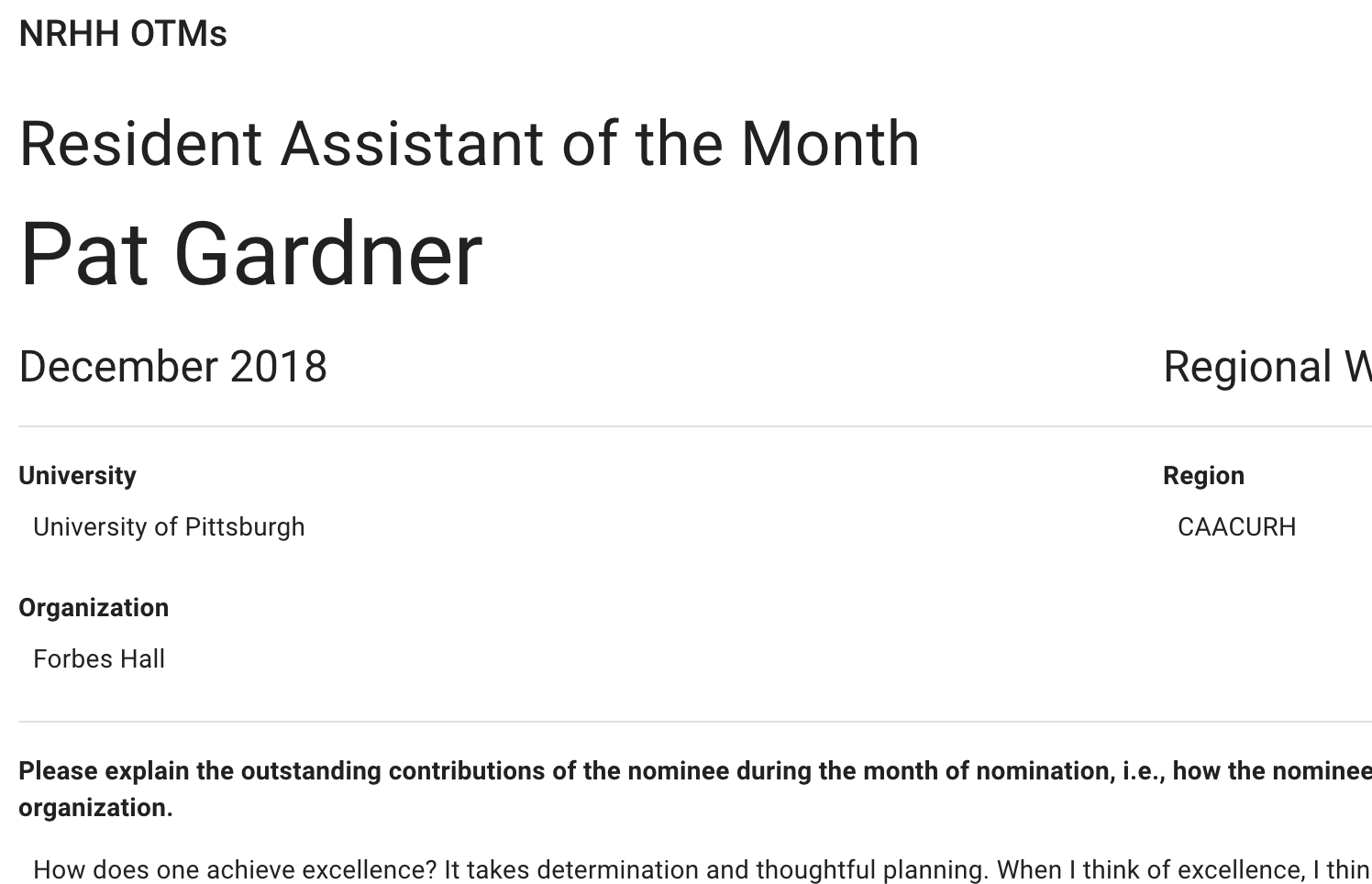 RA of the Month